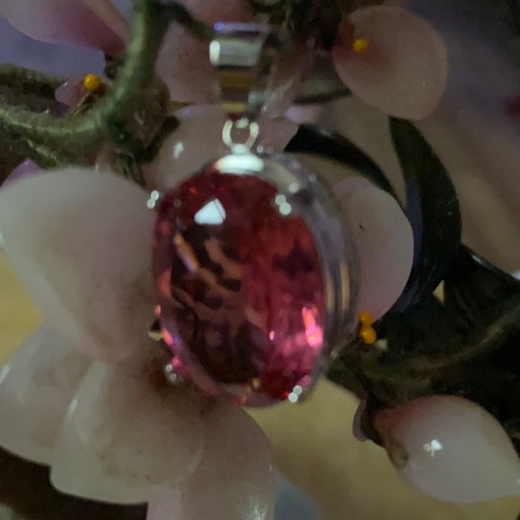 Vintage 925 pink morganite & CZ pendent